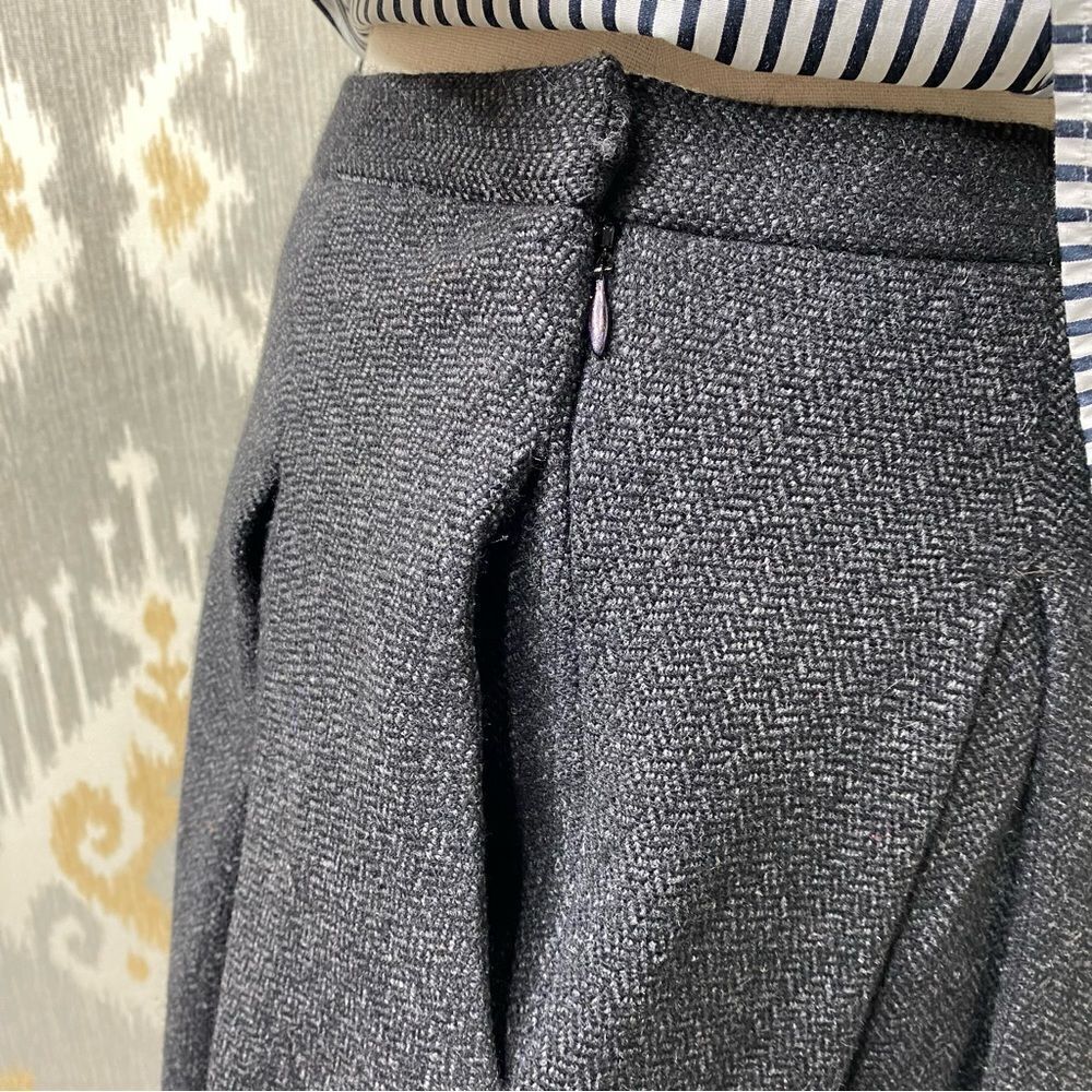 Ralph Lauren Charcoal Grey Camelhair Wool Blend Herringbone Tweed Pouf Skirt - Picture 14 of 16